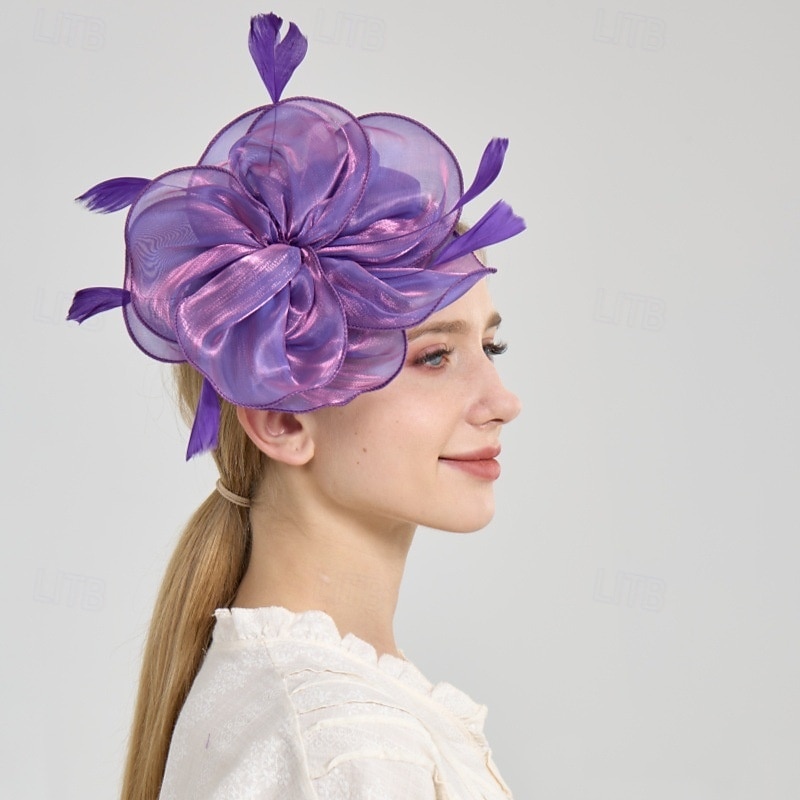 Helm Organza Bruiloft Avond Feest Elegant Bruiloft Met Pure Kleur Helm Hoofddeksels 2025 - $12.99 –P7