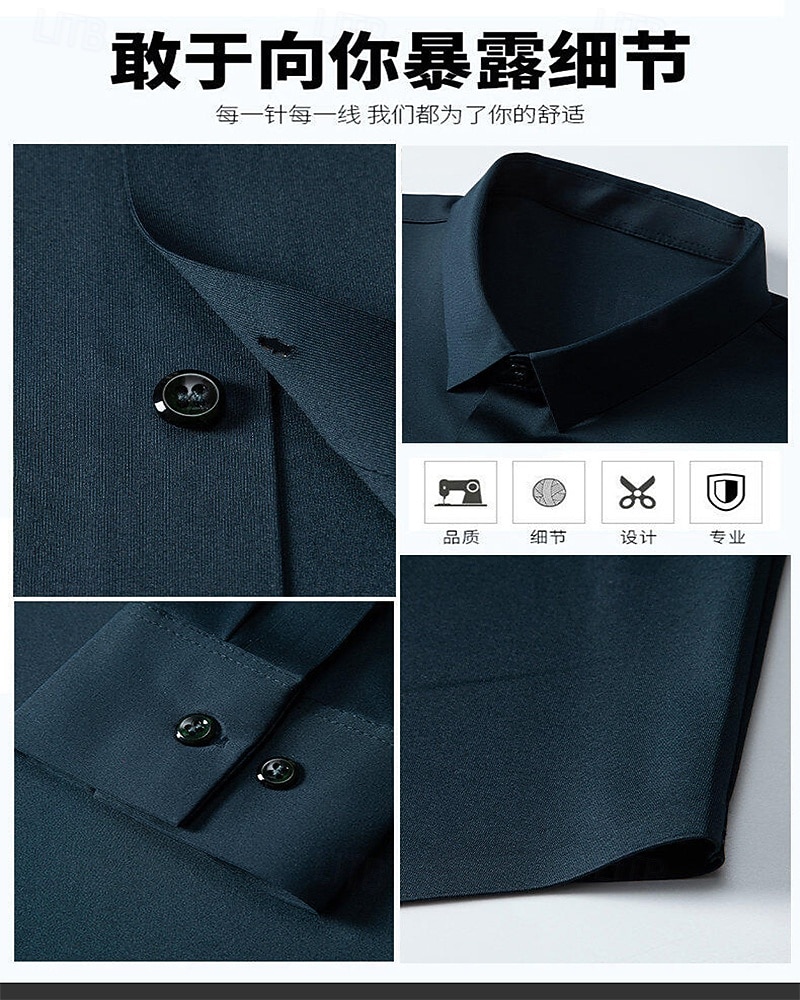 Men's Shirt Dress Shirt Button Up Shirt Solid / Plain Color Wedding Daily Light Blue Black White Royal Blue Short Sleeve Lapel Spring &  Fall Clothing Apparel Patchwork 2026 - $30.99 –P6