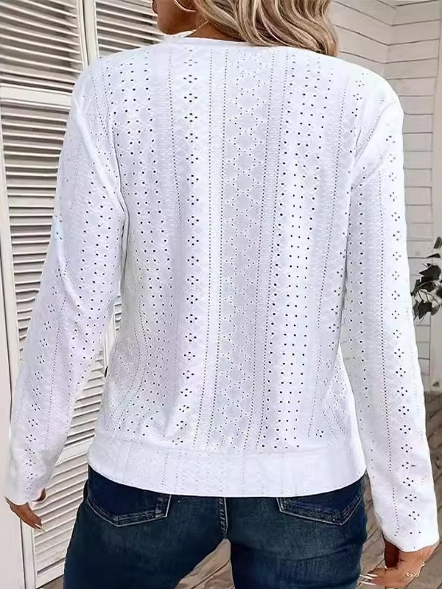 Pentru femei Tricou Simplu Modă Modern Manșon Lung Stil Nautic Topuri obișnuite Zilnic Capsă Negru Alb Albastru celest Vară 2025 - $24.99 –P4