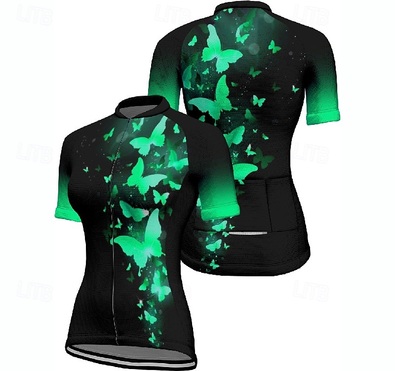 Pentru femei Jersey de ciclism Fluture Manșon scurt Bicicletă Tricou Tee Jerseu cu 3 buzunare spate Ciclism montan Uscare rapidă Proiectare anatomică Wicking Respirabil Sport Rosu Albastru Verde 2026 - $23.99 –P9