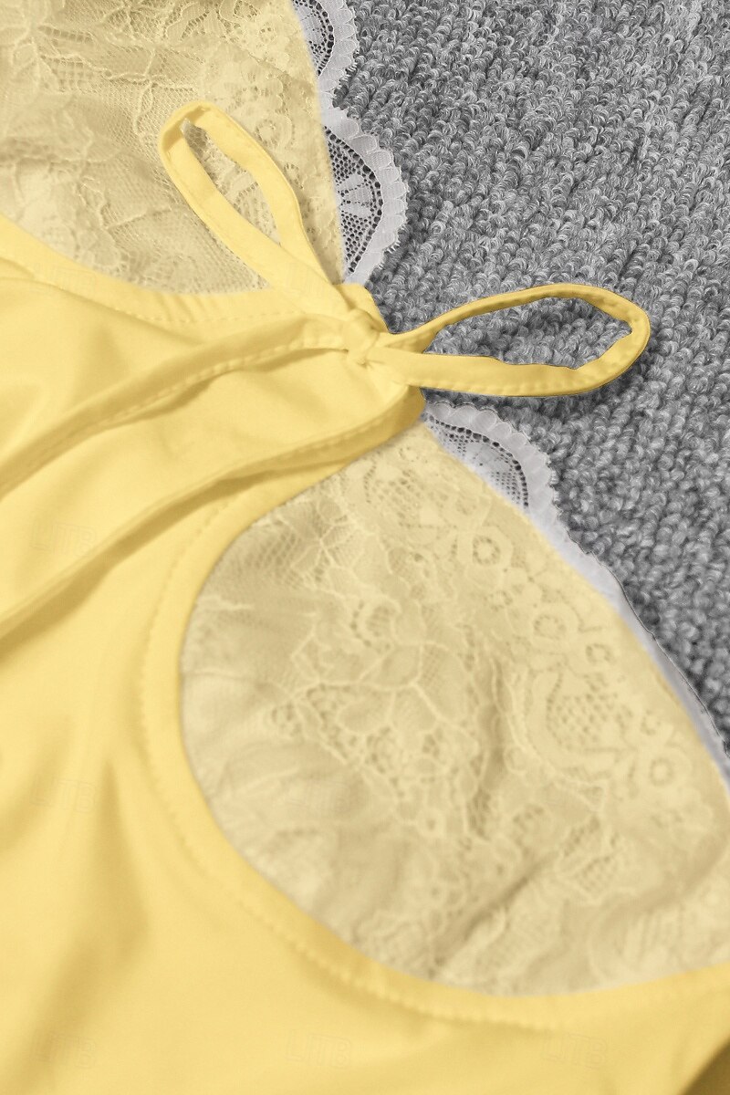 Femmes Mini Robe Robe Blanche Robe de remise des diplômes Robe en Dentelle Robe Nuisette Mode Moderne Anniversaire Remise des Diplômes Date Coupe régulière Uni Sans manches Bretelles spaghetti Jaune de 2025 ? $29.99 –P7