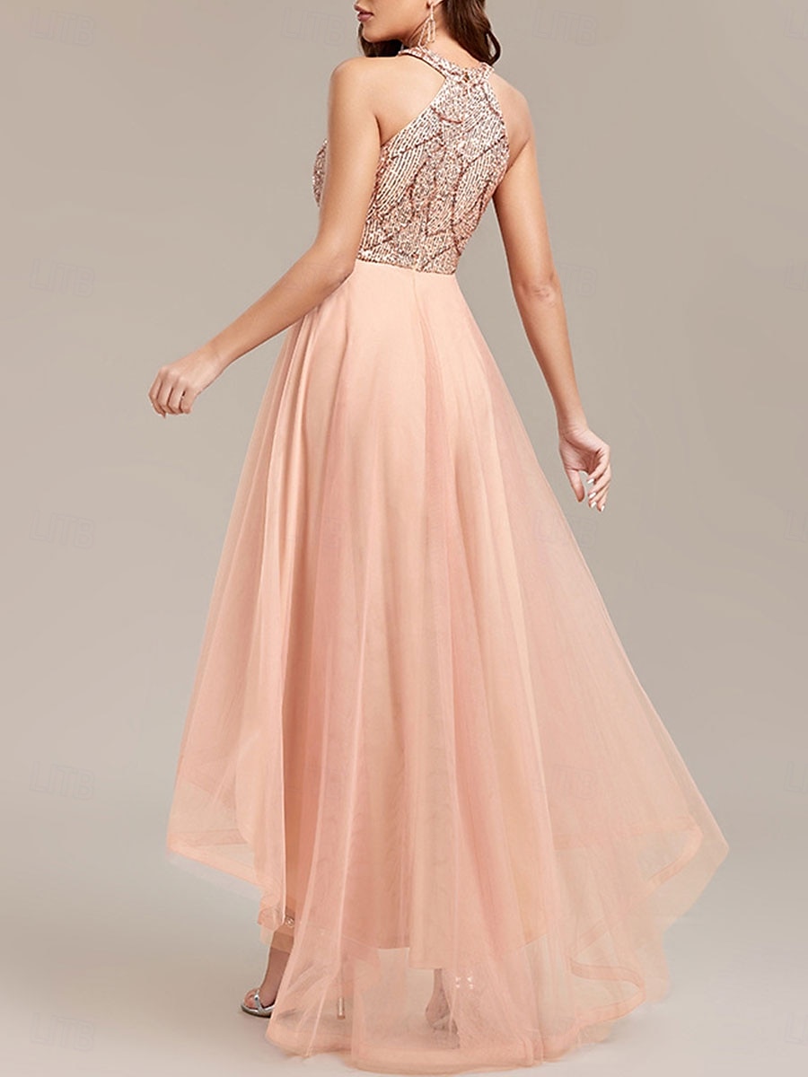 A-Line quinceanera šaty večerní šaty svatební svatební hosté podlahová délka bez rukávů halter krk bez zad s flitry derby šaty 2025 - $84.99 –P2
