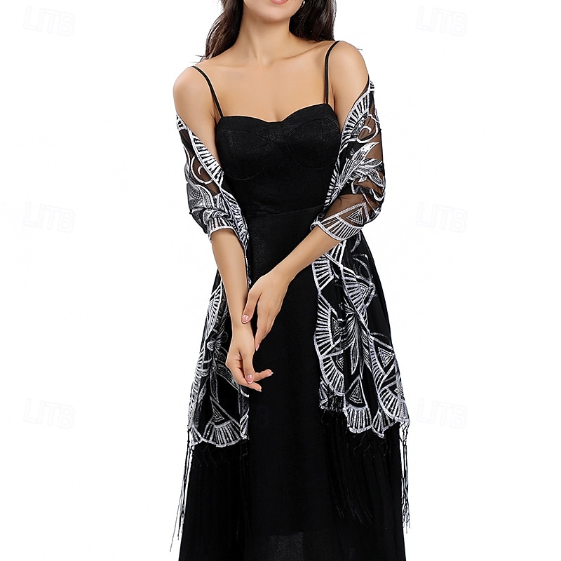 Scialle Donna Elegante Senza Maniche Poliestere Stole da matrimonio Con Nappa Per Feste Primavera & Estate del 2025 a $14.99 –P2