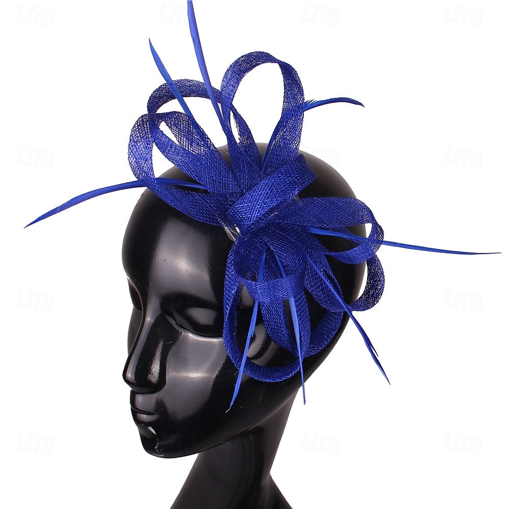 Kopfschmuck Faux Leinen Hochzeits Pferderennen Cocktail Elegant Süß Mit Feder Kopfschmuck Kopfbedeckung 2025 - $31.99 –P8