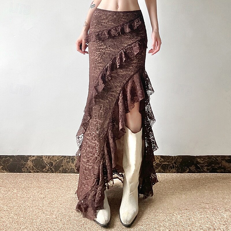 Rétro Vintage Médiéval Steampunk Jupe Pirate Dentelle A Volants Ourlet asymétrique Déguisement Femmes Halloween Carnaval Décontracté Quotidien LARP Foire de la Renaissance Adulte Jupe de 2025 ? $42.99 –P1