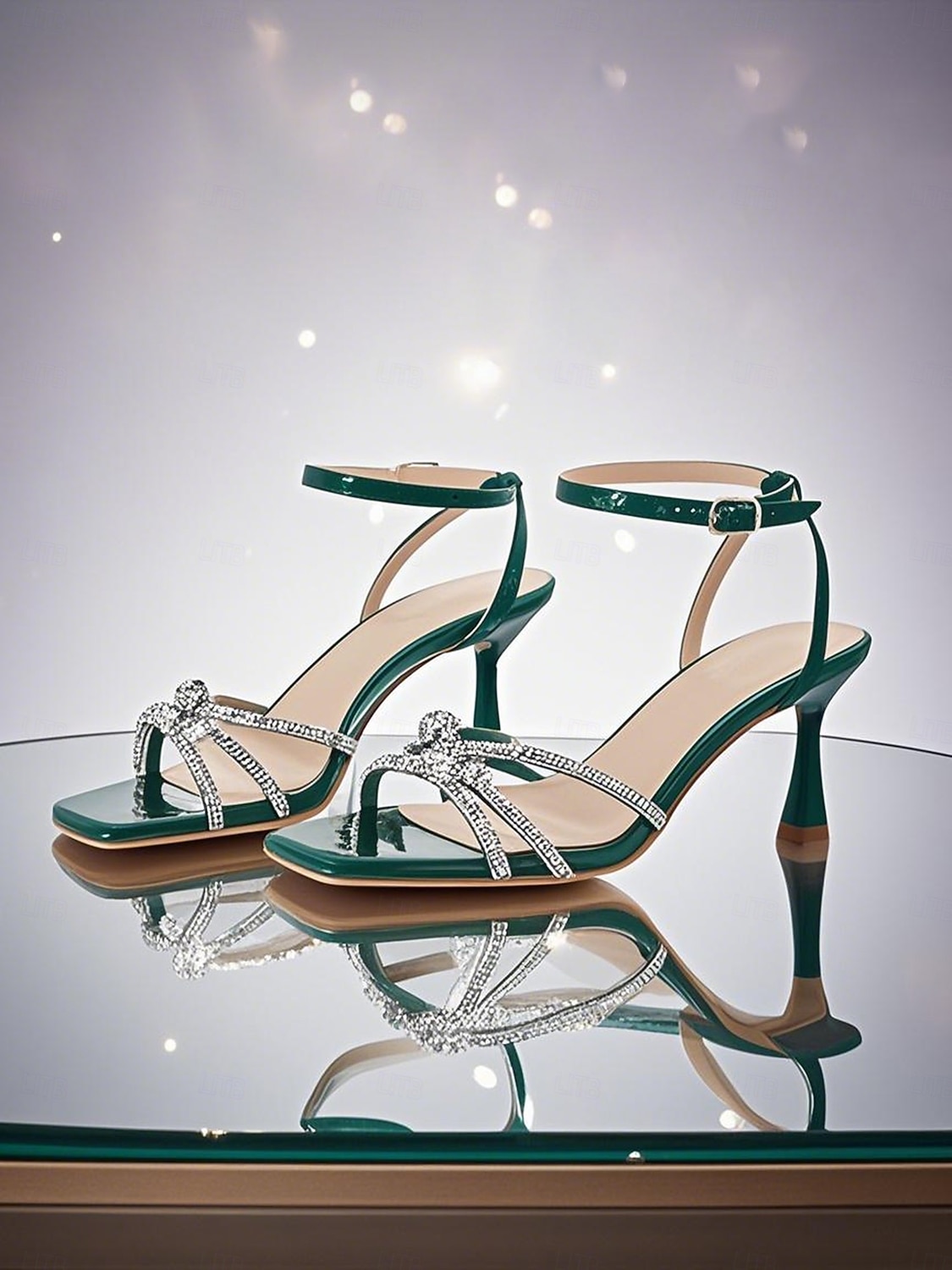 Women's Black Rhinestone Strappy Low Heel Sandals – Stylish Cocktail Party Evening Shoes 2026 - GBP £34 –P1