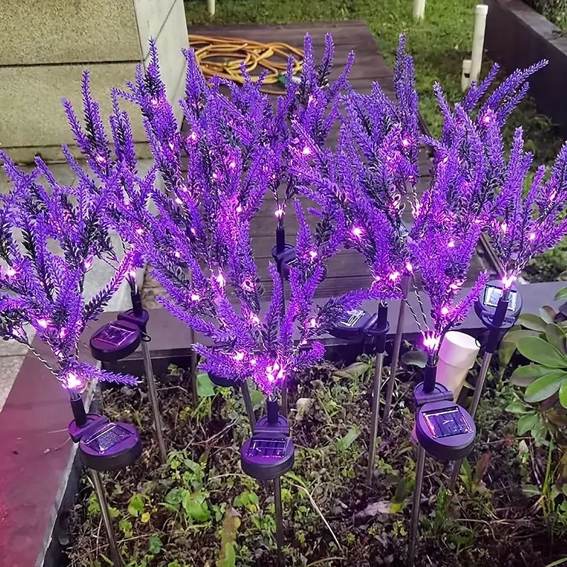 2 Pcs LED Solar Outdoor Lights Garden Light Lavender Simulation Plant Patio Lights Wedding Holiday Garden Walkway Villa Yard Landscape Atmosphere Lawn Light 2025 - $29.99 –P3