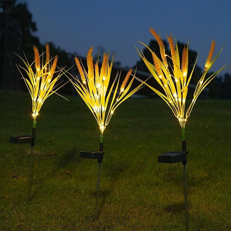 2 stk LED-solar utendørs lys, hvete øre simulering design, jord plug-in lamper for uteplass, gårdsplass, hage, plen, sti, bryllup, fest og festival landskap dekorasjon 2025 - $32.99 –P5