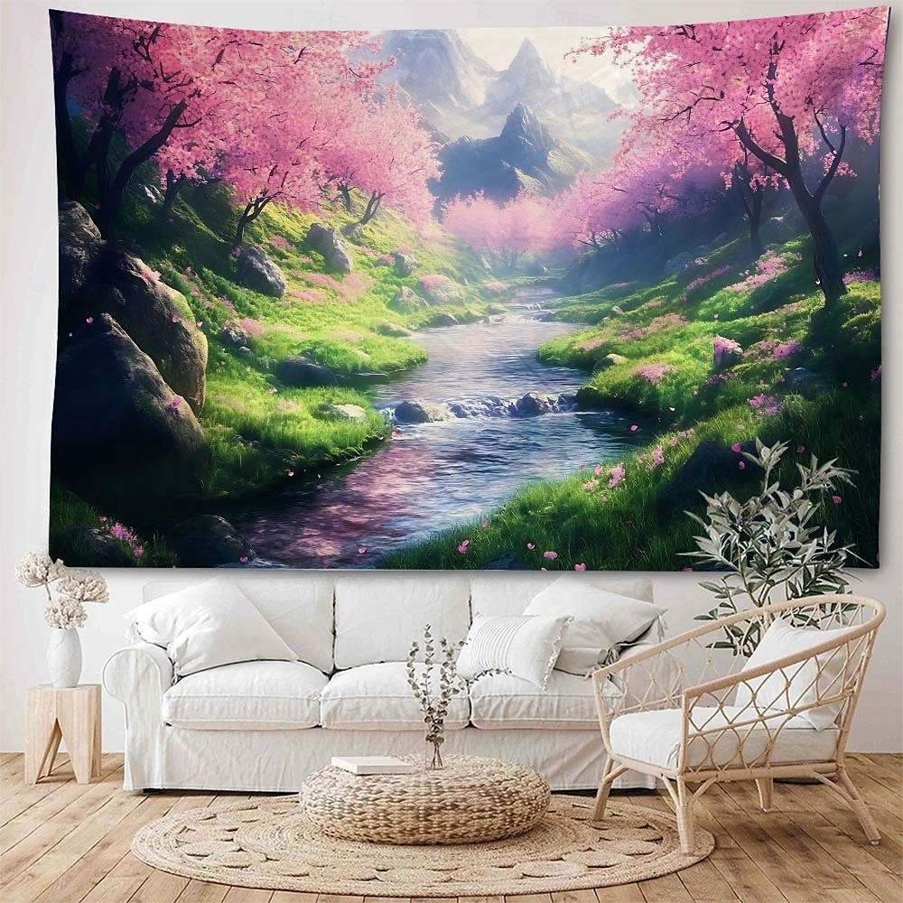 plante blomst innsjø vann bro landskap billedvev veggkunst stor billedvev veggmaleri dekor fotografi bakteppe teppe gardin hjem soverom stue dekorasjon 2025 - $15.99 –P1
