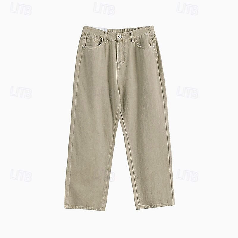 Homme Pantalon chino Boutons Avec Poches Jambe Droite Couleur Unie Longueur complète Extérieur Vacances Occasionnel Élégant Vacances Kaki clair Noir Micro-Élastique de 2025 ? $39.99 –P3