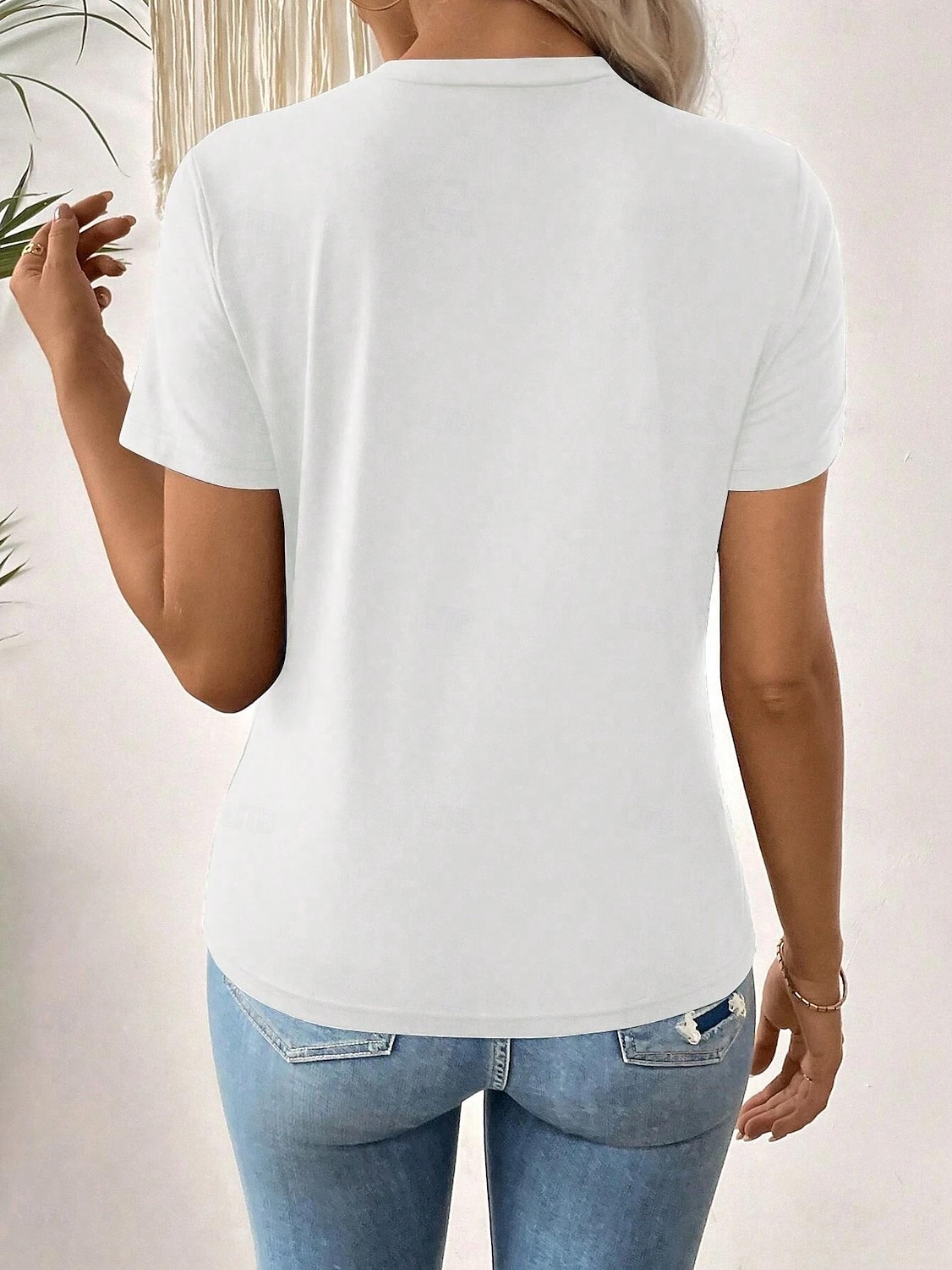 Pentru femei Tricou Grafic Scrisă Casual Manșon scurt În V Topuri obișnuite Zilnic Imprimeu Negru Alb Albastru piscină Trifoi Vară Primăvară 2025 - $19.99 –P5