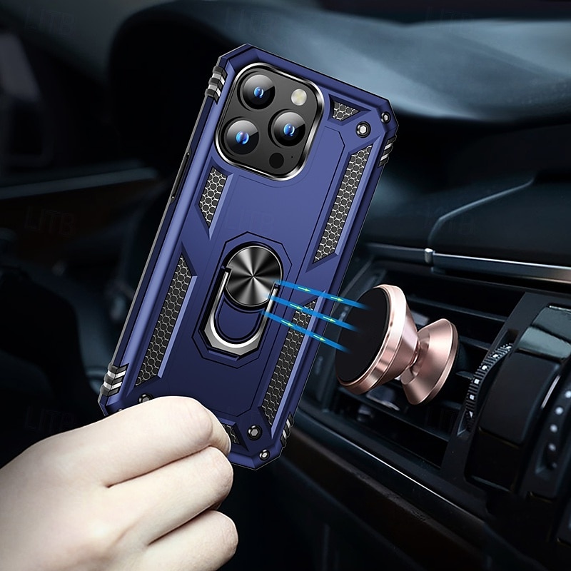 Funda para iPhone 16 Pro Max Plus iPhone 15 Pro Max Plus iPhone 14 13 12 11 Pro Max Plus Carcasa trasera con soporte magnético antichoque retro TPU PC 2025 - $17.99 –P1