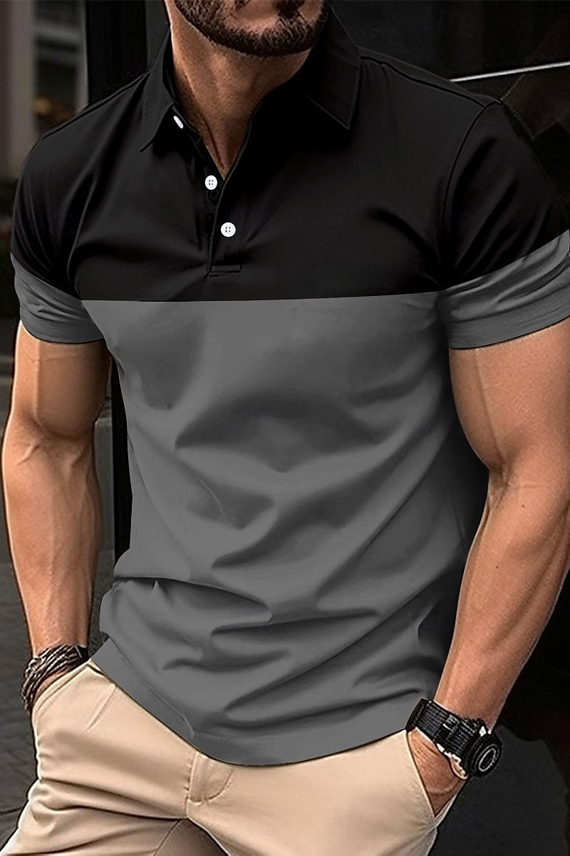 Men's Golf Shirt Golf Polos Shirts Work Business Lapel Short Sleeve Modern Comfortable Color Block Patchwork Buttons Summer Spring Regular Fit Wine Pinky Yellow Blue Green Light Sky Blue Golf Shirt 2025 - $17.99 –P14