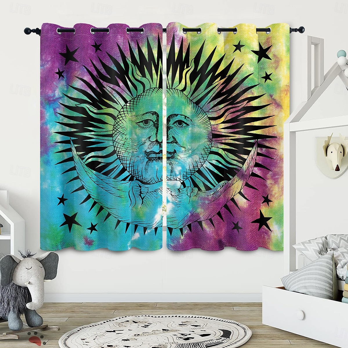 RETRO ABSTRAKTI MANDALA AURINKO JA KUU ISOLAHKOTOULOS ULKOBALCONI KESKUSTELUTILA OLOHUONE KOTIKORISTUS 2-KOSKETUS 3D DIGITAALINEN PRINTTAUS REIKÄTUNNUSVERHO 2025 - $30.99 –P11