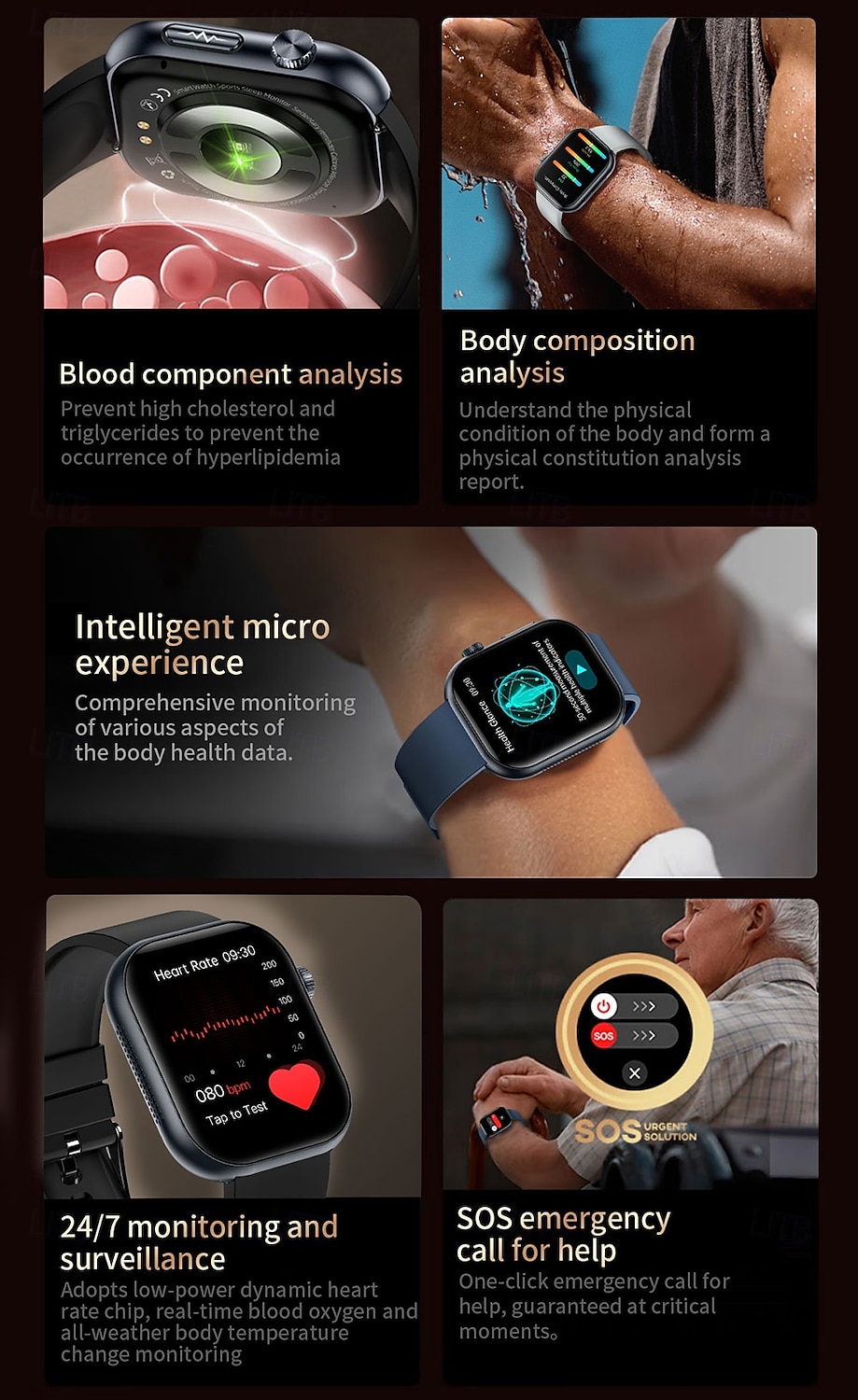 iMosi ET587 Smart Watch 1.96 inch Smartwatch Fitness Running Watch Bluetooth ECG+PPG Temperature Monitoring Pedometer Compatible with Android iOS Women Men Hands-Free Calls Waterproof Media Control 2025 - $72.99 –P3