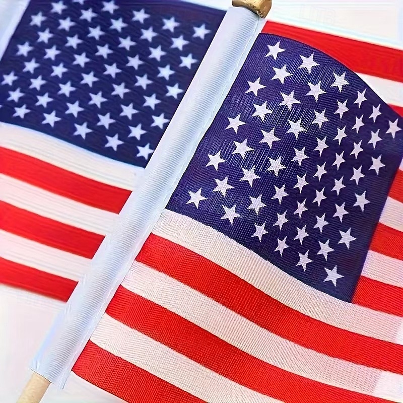 2025年 1個 USアメリカン Stick Flags 小型ミニUSA手持ちフラッグ 7月4日装飾、退役軍人パーティー、メモリアルデー  コレクション – $8.99 –P2