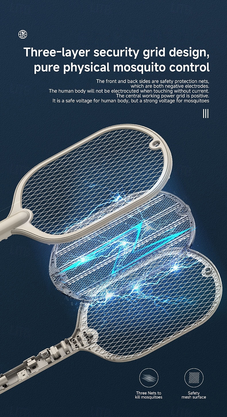 Handheld Electric Mosquito Swatter – Rechargeable Fly Zapper Racket for Indoor Household Insect Control 2025 - $31.99 –P6