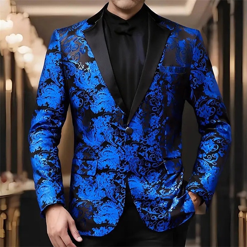 Men's Blazer Business Cocktail Party Wedding Party Party Spring &  Fall Polyester Bronzing Buttons Pocket Comfortable Single Breasted Blazer Red Blue Purple Gold 2025 - $57.99 –P10