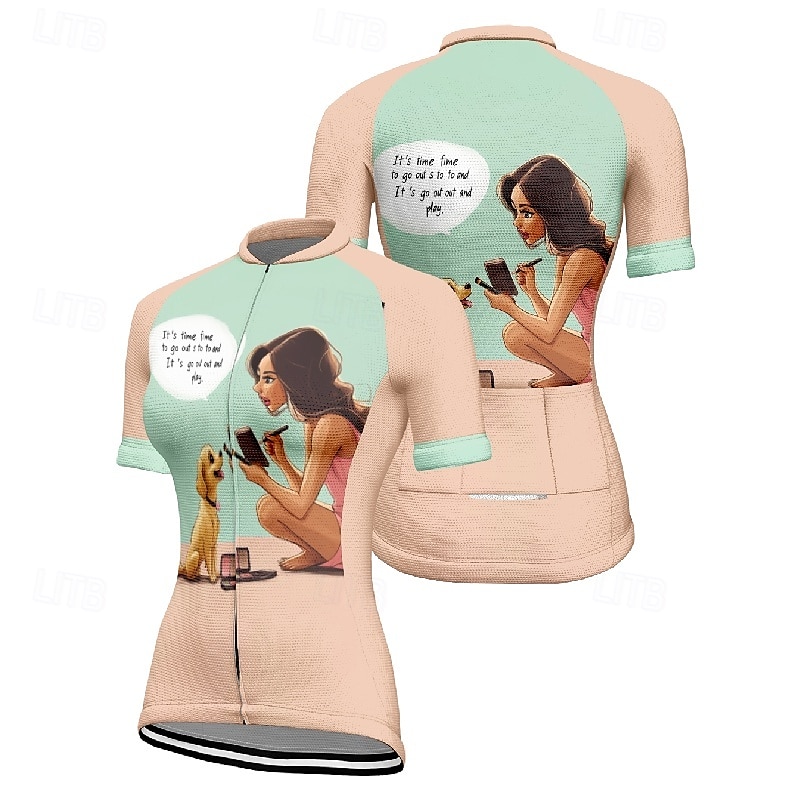 Femmes Maillot de cyclisme Manche Courte Cyclisme T-shirt Maillot avec 3 poches arrière VTT Vélo tout terrain Respirant Séchage Rapide Design Anatomique Évacuation de l'Humidité Rose Bleu Graphique de 2025 ? $23.99 –P5
