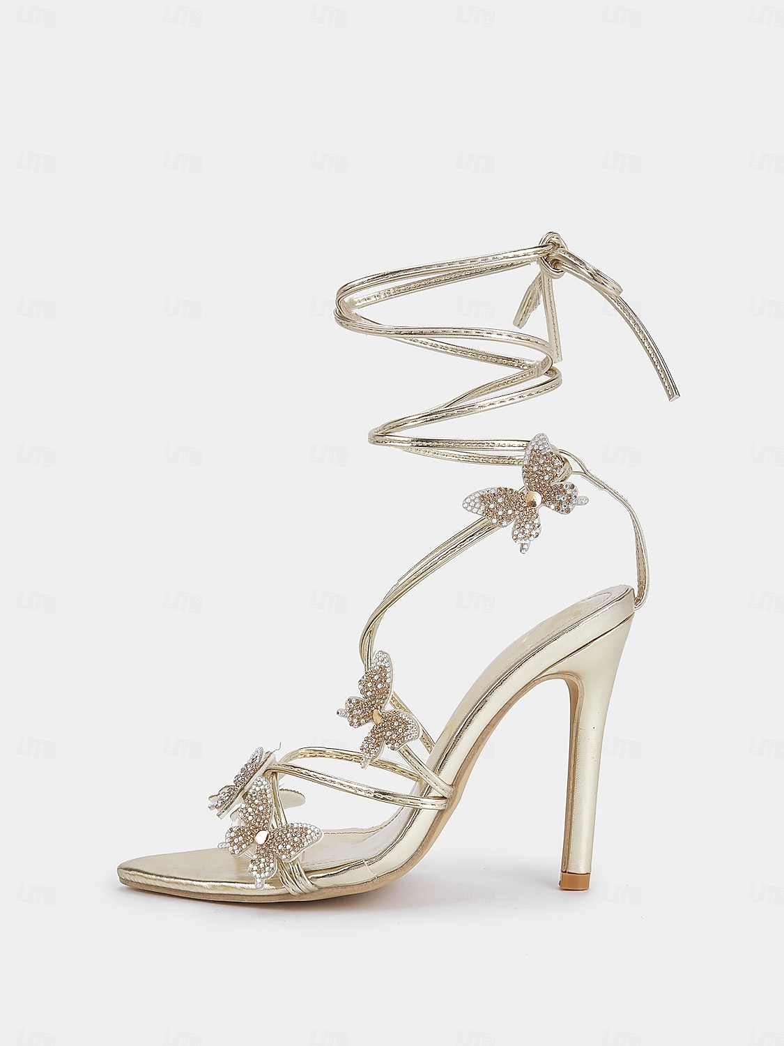 Γυναικεία πέδιλα στιλέτο με κορδόνια πεταλούδα – ψηλοτάκουνα στρας για πάρτι και χορό 2026 - $59.99 –P3