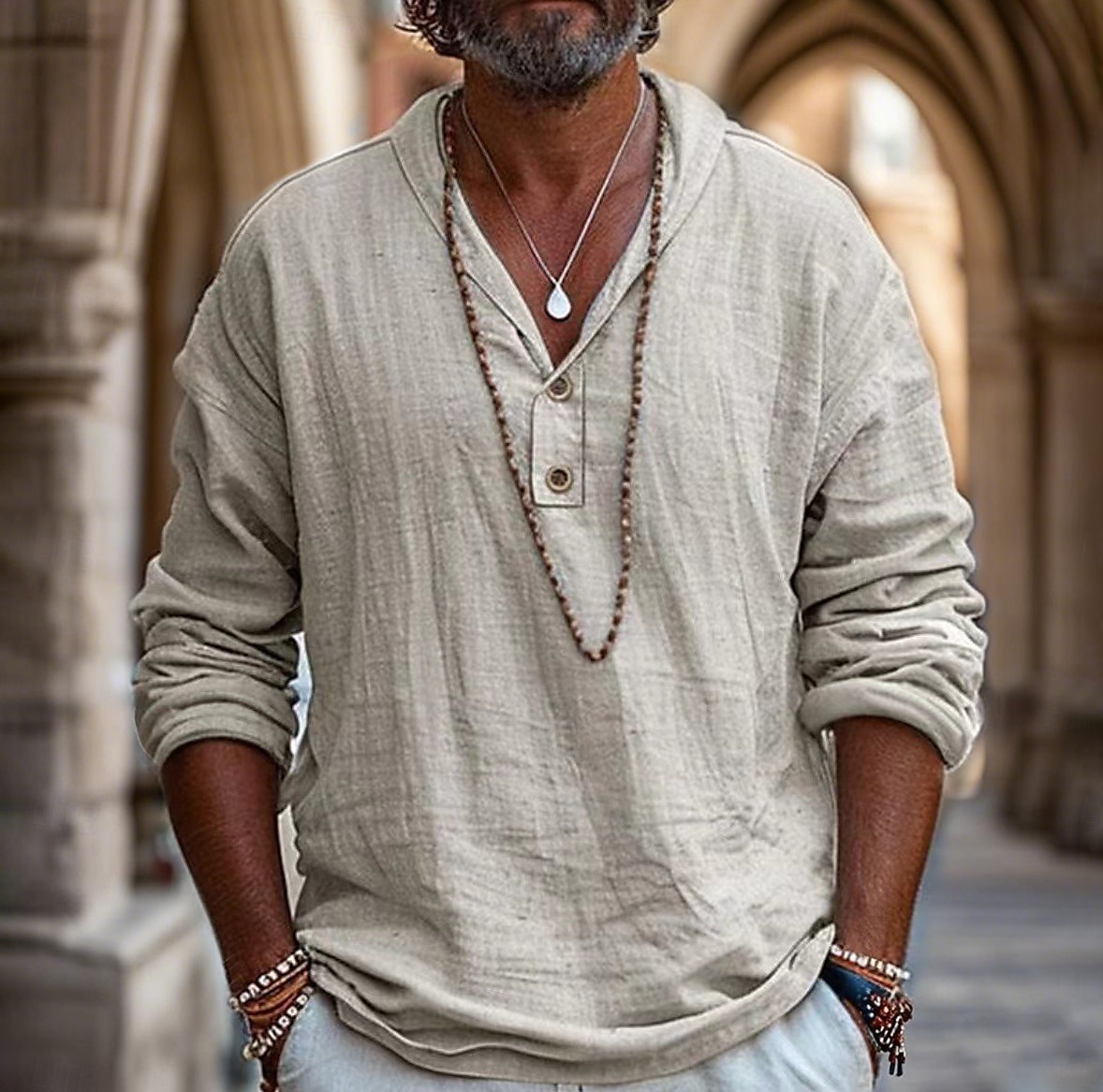 Retro Vintage Medieval Renaissance Shirt Pirate Viking Solid Color Men's Pirate Halloween Carnival Vacation Casual Daily LARP Adults' Shirt Spring & Summer 2025 - $29.99 –P4