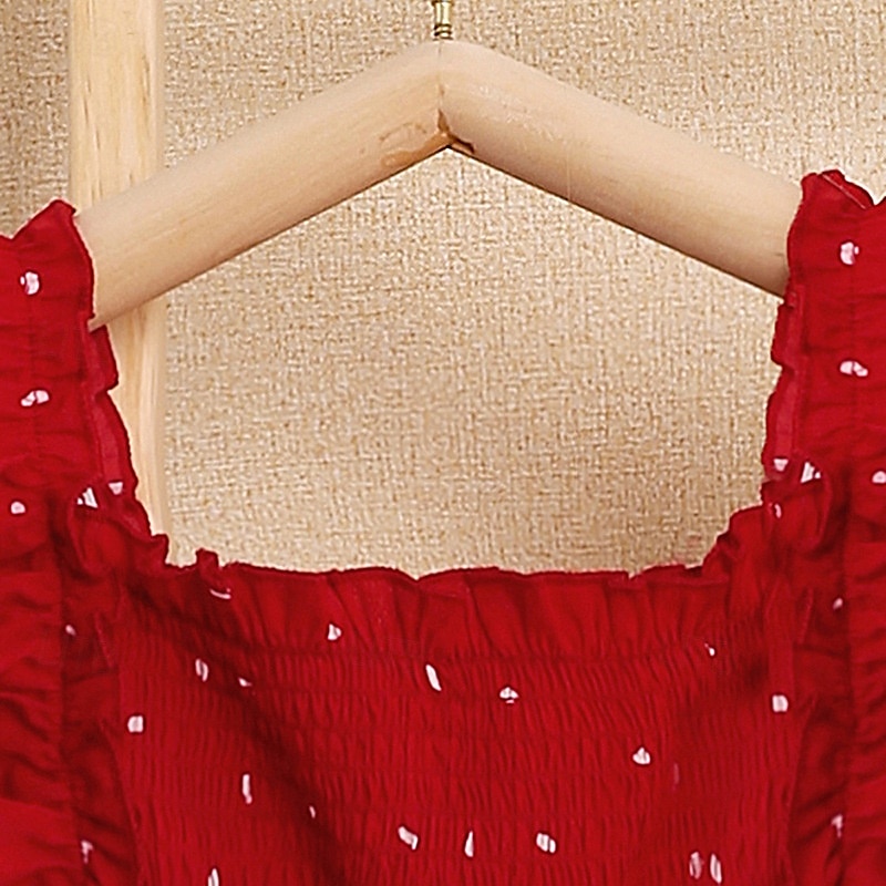 Kids Girls' Dress Polka Dot Sleeveless Outdoor Casual Ruched Fashion Adorable Polyester Above Knee Casual Dress A Line Dress Polka Dot Dress Summer Spring 4 years+ Red 2025 - $22.99 –P4