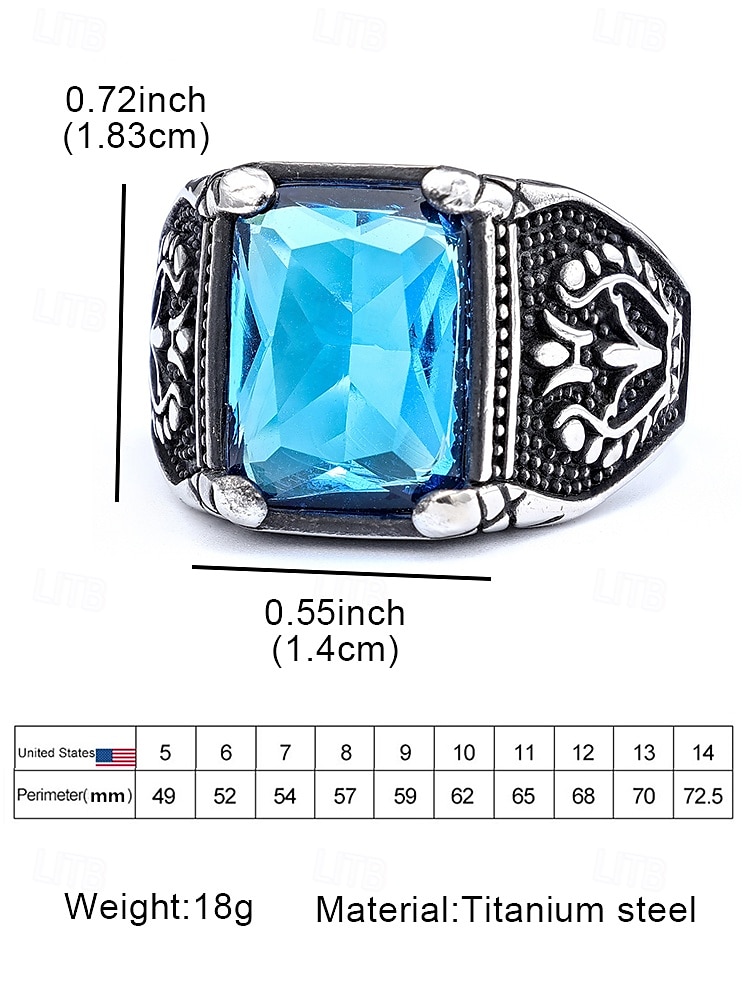 Vintage Men's Stainless Steel Emerald Gemstone Ring - Vintage Gothic Silver Statement Ring, Engraved Antique Style, Fashion Jewelry for Weddings, Parties and Daily Wear 2025 - $14.99 –P3