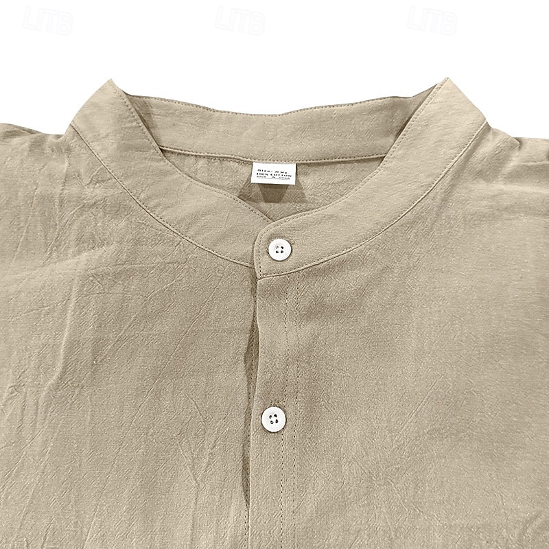 Men's T-shirt Suits Shirt and Pant Sets 2 Pieces Outfits Long Sleeve Stand Collar Summer Spring Plain Fashion Casual 2 Piece Vacation Daily Wear Going out Black White Blue Top Tee for Men 2025 - $48.99 –P8