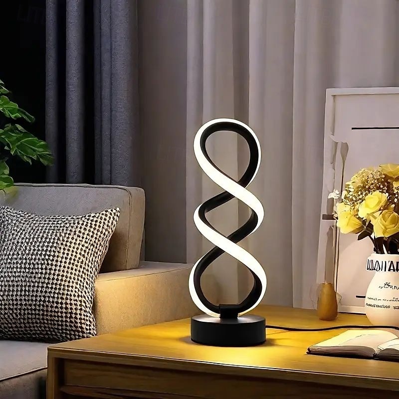 Moderne spiralförmige LED-Tischlampe, einstellbare Helligkeit, 3 Farbmodi, USB-betriebenes Nachtlicht für Schlafzimmer, Flur oder Büro, Wohnheim-Dekor, Tischlampe 2025 - $24.99 –P8