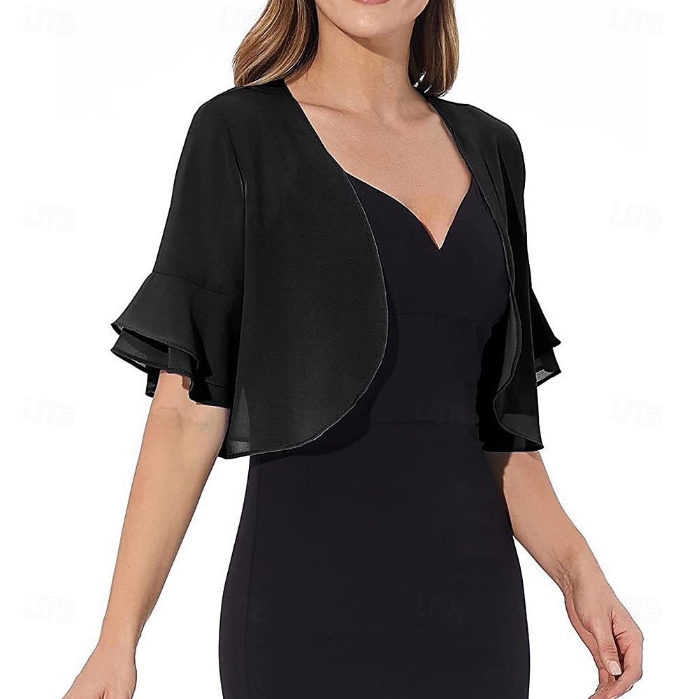 Damesomslag Elegant Mouwloos Chiffon Bruiloftsomslagen Met Pure Kleur Voor Feest Lente zomer 2025 - $11.99 –P4