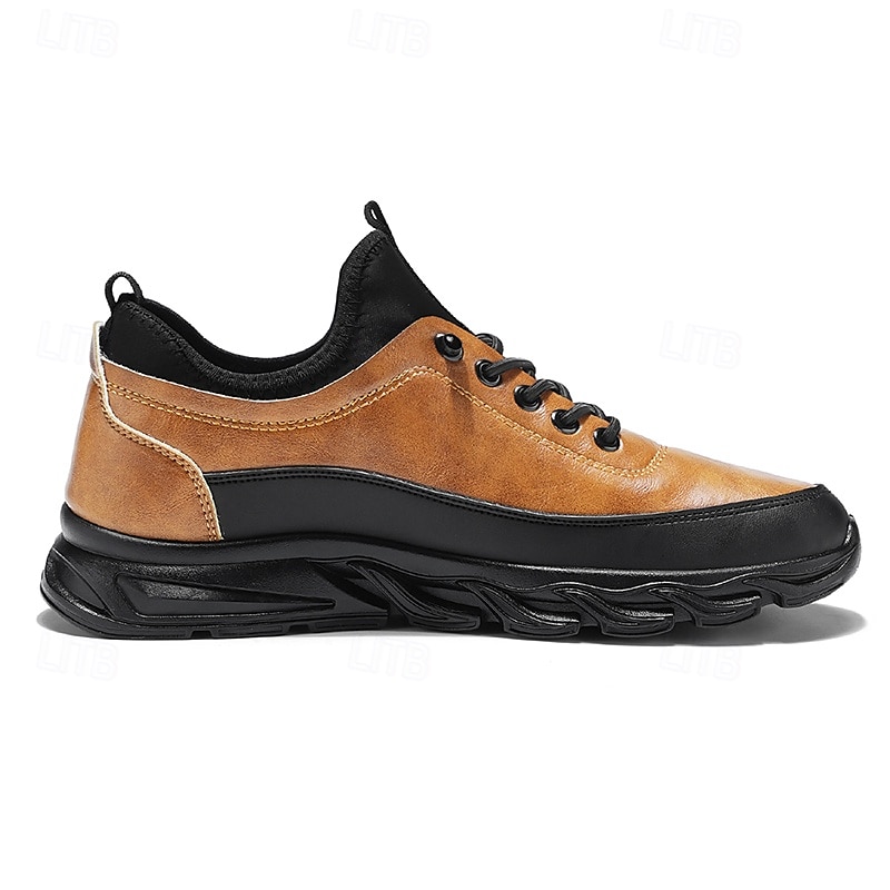 Robuste Outdoor-Schuhe für Herren in Hellbraun und Schwarz, langlebige Kunstlederkonstruktion mit Zickzack-Sohle für verbesserten Halt 2025 - GBP £20.65 –P6