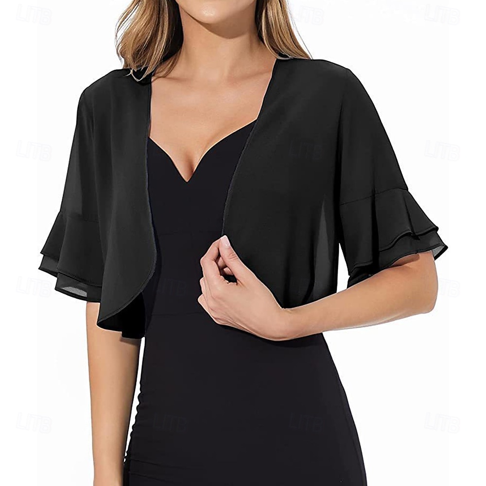 Damesomslag Elegant Mouwloos Chiffon Bruiloftsomslagen Met Pure Kleur Voor Feest Lente zomer 2025 - $11.99 –P7