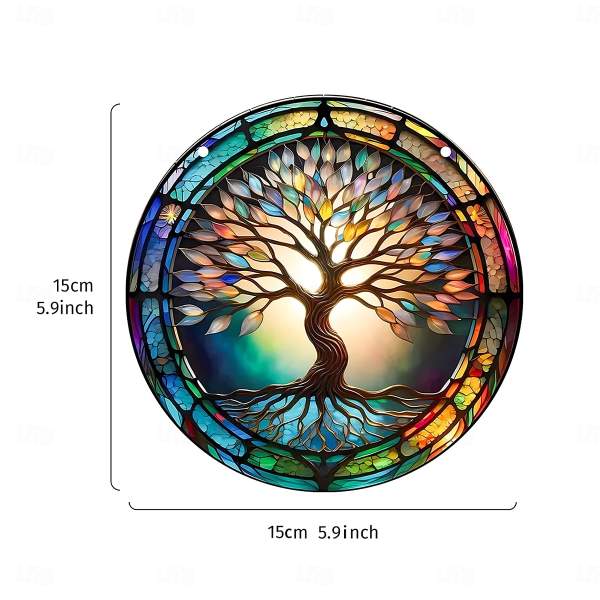 Acrylic Tree of Life Wall Hanging Decor, 5.9 x 5.9 Inch Round 2D Colorful Print Ornament, Creative and Unique Wall Art for Home, Window, Door, Party, and Festive Decoration 2025 - $7.49 –P2