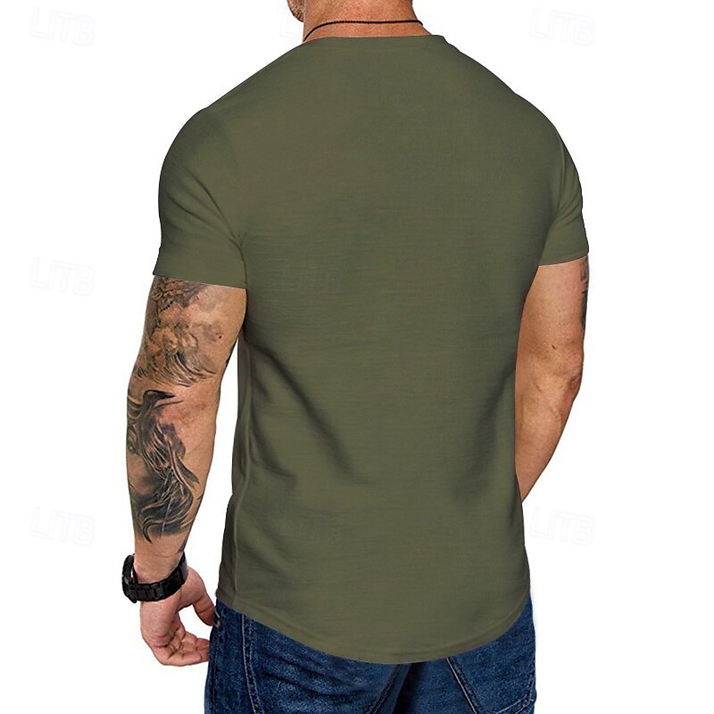 Herren T Shirt T-Shirt Kurzarmshirt Kurzarm Rundhalsausschnitt Sommer Einfach Mode Designer Basic Klassisch Urlaub Straße Ausgehen Schwarz Khaki Hellgrau Top T-Shirt für Herren 2025 - $15.49 –P3