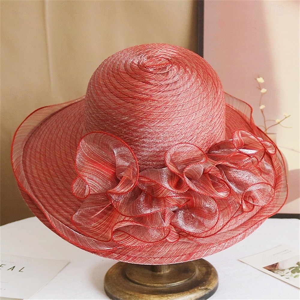 2026年 帽子 オーガンジー サンハット ウェディング ホリデーティーパーティー 競馬 カクテル エレガント ビンテージ かわいい 花のヘッドドレス 帽子  コレクション – $16.49 –P13