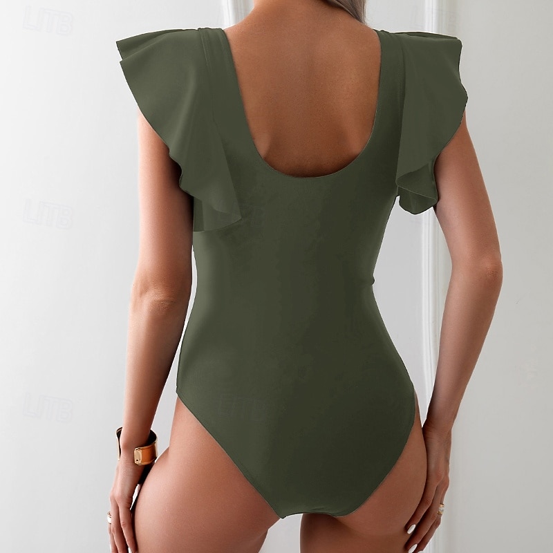 Femmes Maillots de Bain Une Pièce Maillot de bain Patchwork Tropical Tenues de plage Bloc de Couleur Fil en V Sans manches Maillots de bain de 2025 ? $22.99 –P8