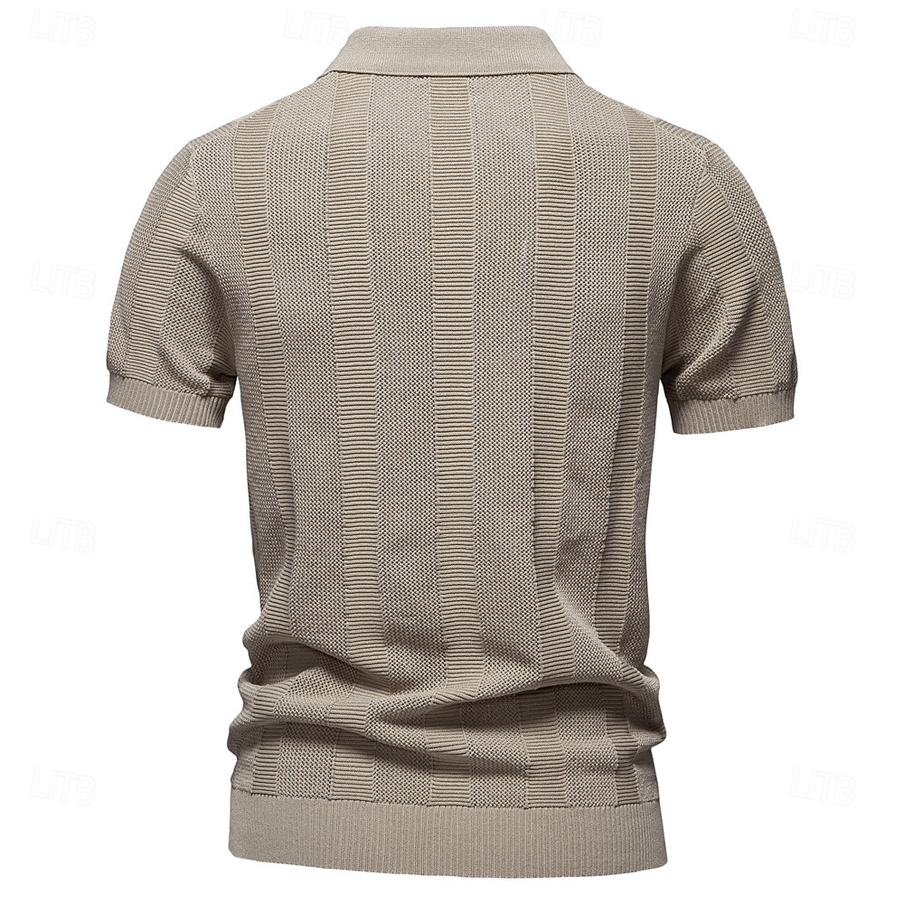 Herren Polo Strick-Polopullover Formell Arbeit Möwenhalsband Kurzarm Einfarbig Stripe-Trim Streifen Sommer Frühling Marineblau Khaki Armeegrün Polo 2025 - €29.99 –P20