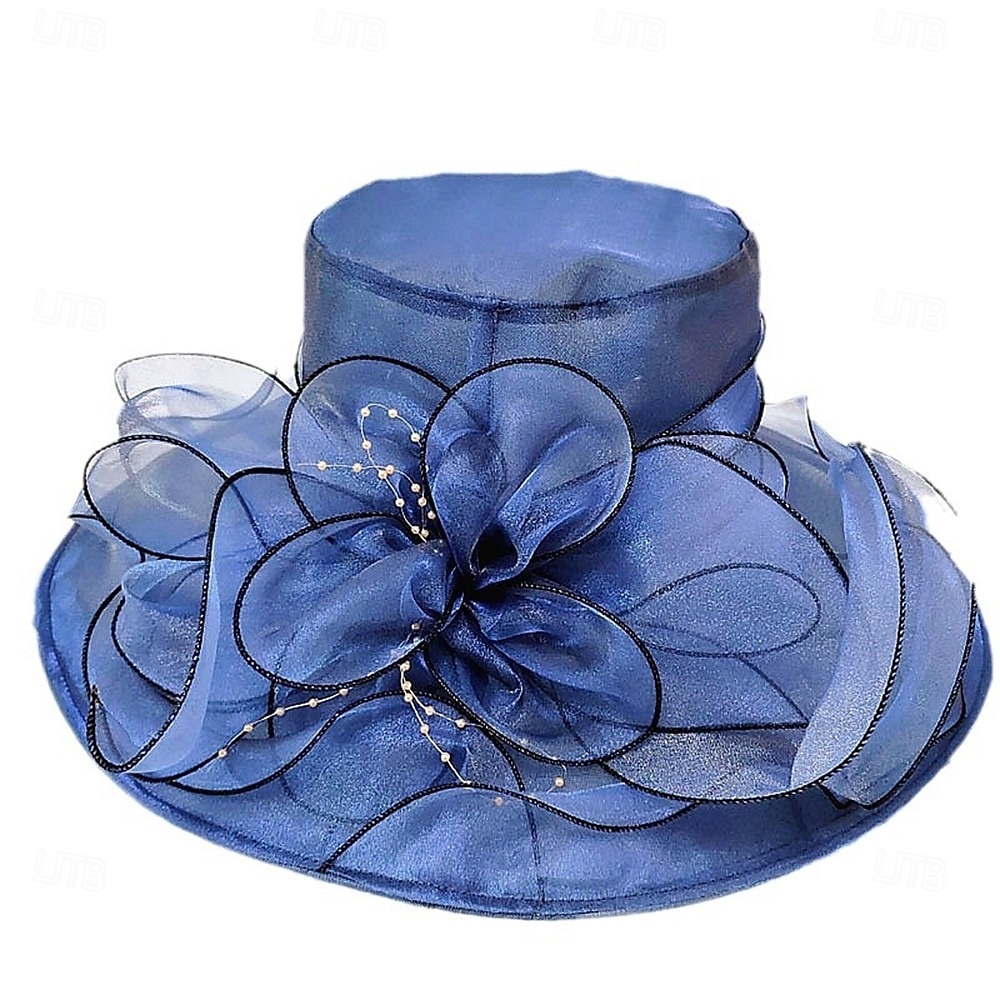 Sombreros Sombrero de Sol de Organza Boda Vacaciones Fiesta de Té Carrera de Caballos Cóctel Elegante Vintage Protección Solar Con Adorno Floral 2025 - $25.99 –P4