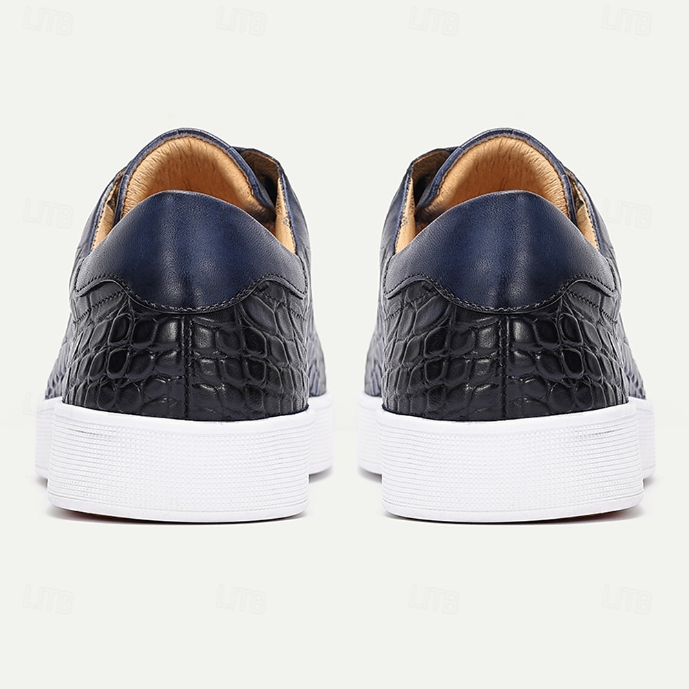 scarpe da ginnastica da uomo in vera pelle marrone – eleganti scarpe casual con lacci e stampa coccodrillo per l'uso quotidiano del 2026 a $99.99 –P9