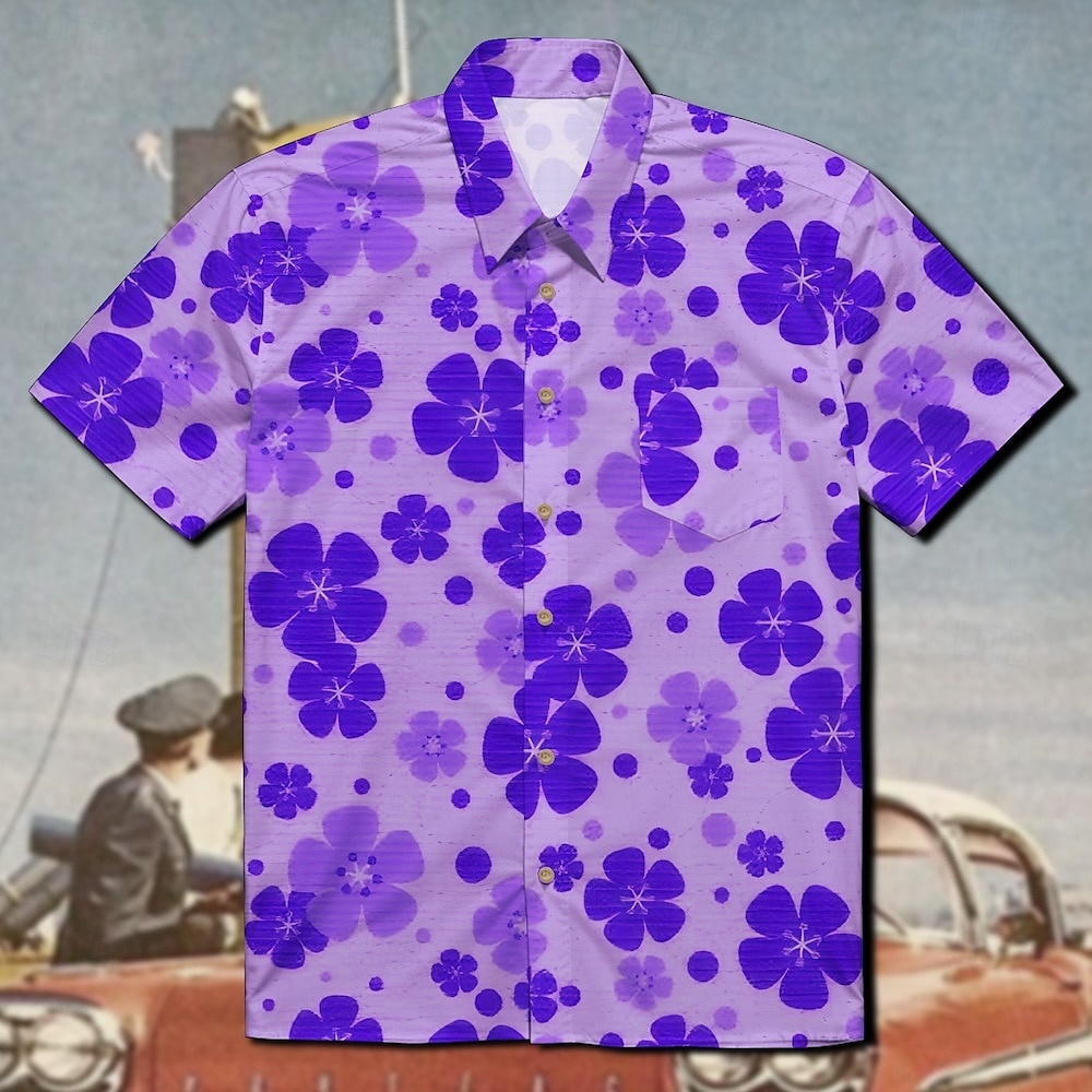 Retró 1970-es évek Ing Aloha ing Hippi Diszkó Virágos Férfi Álarcos mulatság Vakáció Parti Pride Parade Felnőttek Ing 2025 - $20.99 –P3