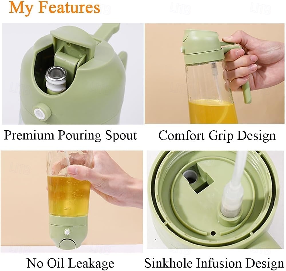 Distributore di olio 2 in 1, spruzzatore anti-perdita in vetro per cucina, bottiglia di olio a doppia funzione per friggitrice ad aria e cottura del 2026 a $9.99 –P6