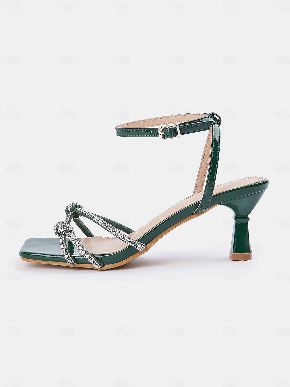 Women's Black Rhinestone Strappy Low Heel Sandals – Stylish Cocktail Party Evening Shoes 2026 - GBP £34 –P4