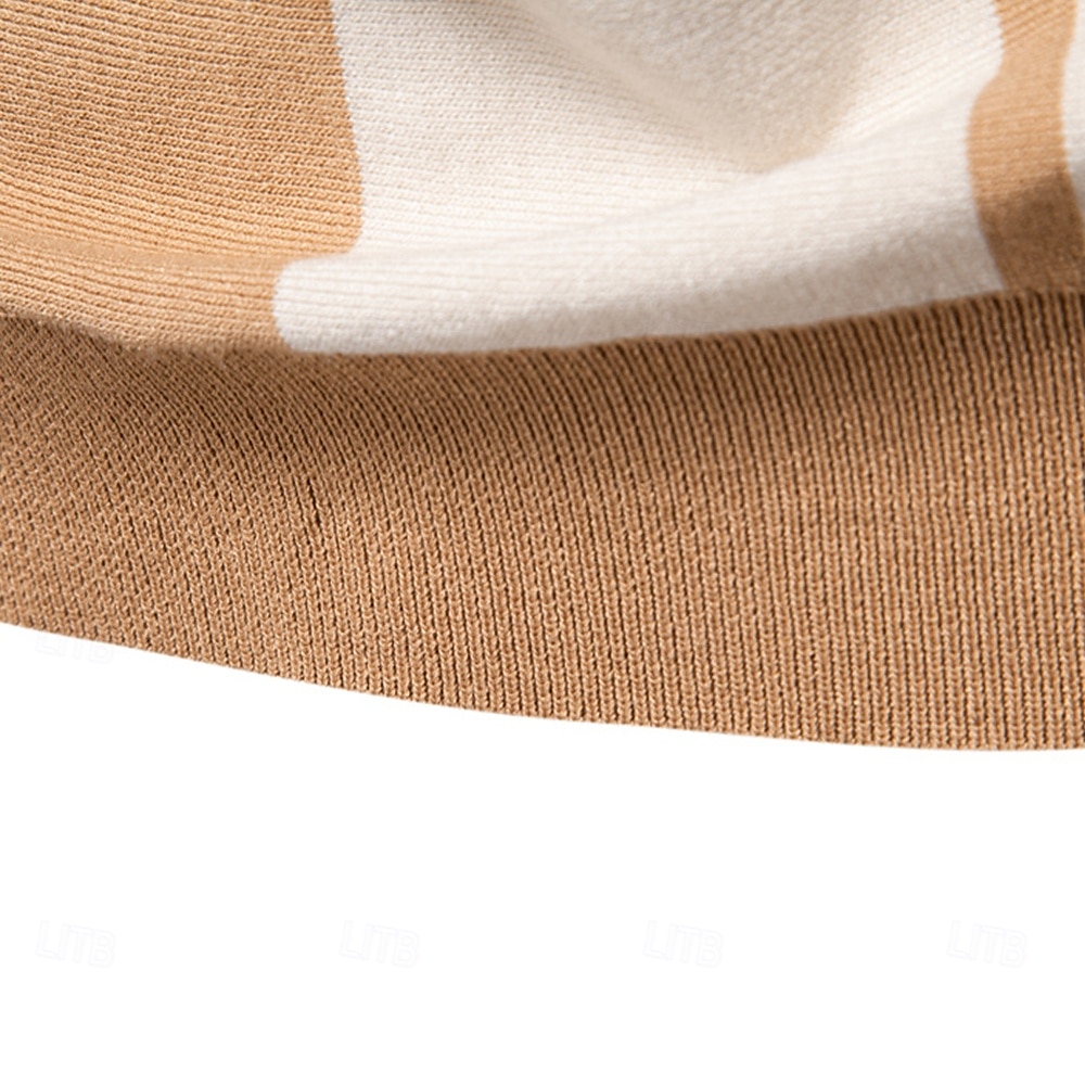 Men's Polo Knit Polo Sweater Formal Work Turndown Short Sleeve Striped Vertical Stripes Stripe Buttons Spring Black Khaki Polo 2026 - $29.99 –P16