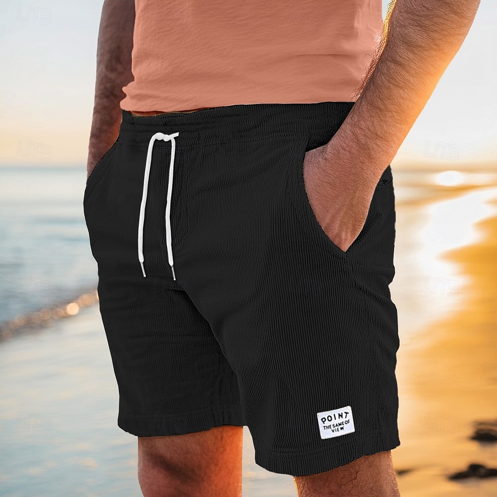 Férfi Rövidnadrágok Alkalmi rövidnadrág Corduroy Shorts Zseb Zsinór Rugalmas derék Sima Mokaszinok Mekano Térdhossz Szabadtéri Hétköznapi Napi Szabadság Divat Fekete Medence Mikroelasztikus 2025 - $19.99 –P5