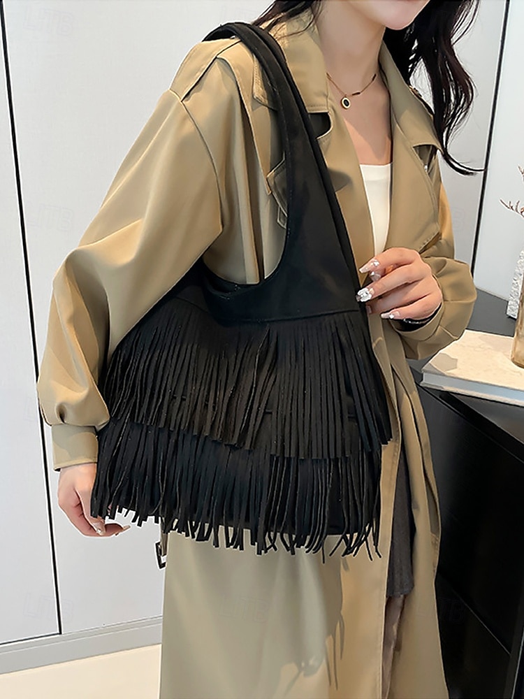 Women's Boho Fringe Shoulder Bag Hobo Handbag – Vintage Faux Suede Handbag for Music Festivals, Casual Outings & Travel 2025 - $24.99 –P4