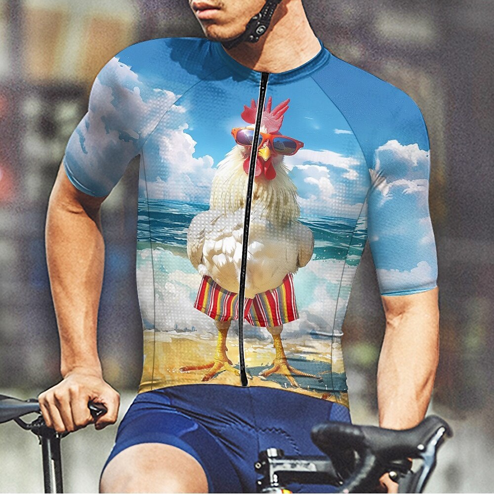 Męskie Koszulka rowerowa Zwierzę Krótki rękaw Rower Tee Tshirt Dżersej z 3 tylnymi kieszeniami Kolarstwo górskie Szybkie wysychanie Anatomiczny kształt Odprowadzające wilgoć Oddychający Sport 2025 - $28.99 –P1