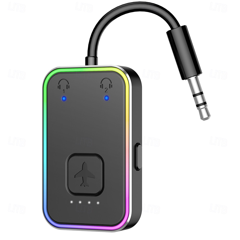 přenosný bluetooth vysílač lze spárovat se dvěma zařízeními současně. bluetooth 5.3 má dlouhou výdrž baterie a rgb cool osvětlení 2025 - $36.99 –P4