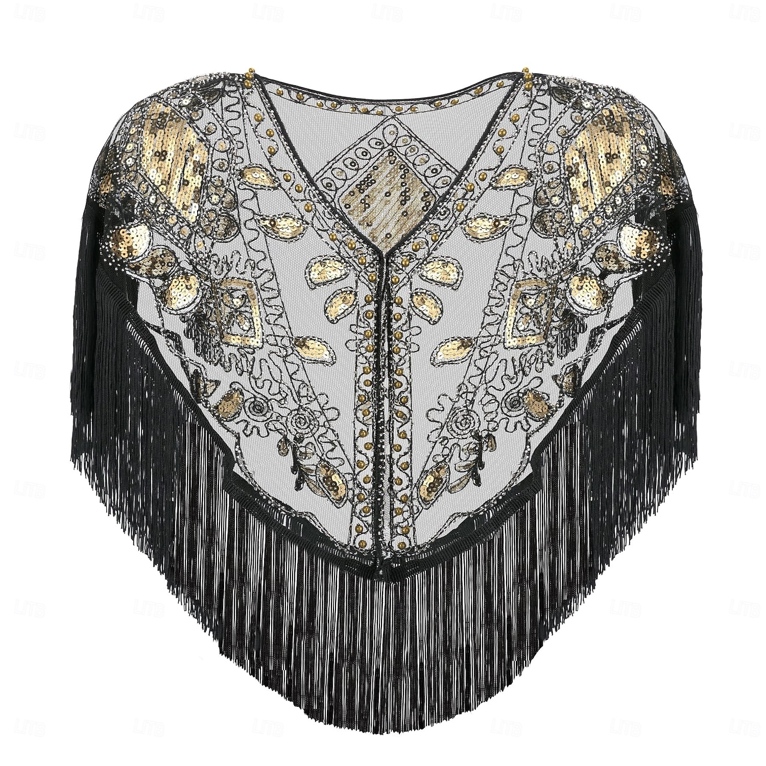 Retro Vintage Roaring 20s 1920s Scarf Wrap Shawls The Great Gatsby Flapper Girl Sequins Tassel Fringe Fancy Dress Women's Carnival Wedding Evening Party Masquerade Adults' Shawl 2025 - $22.99 –P2