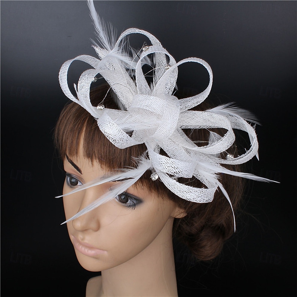Kopfstück Federn Sinamay Hochzeit Abendgesellschaft Elegant Hochzeit Mit Feder Kopfschmuck Kopfbedeckung 2025 - $21.99 –P3