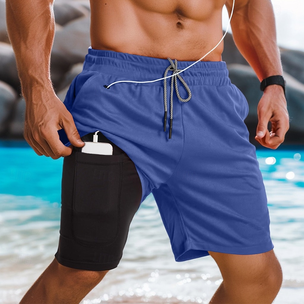 Homens Shorts Forrados calções atléticos Shorts de Natação 2 em 1 Shorts de Natação Calção Com Cordão Bolsos laterais Cintura elástica Tecido Secagem Rápida Feriado Para Noite Ginásio Férias Esportes de 2025 por $13.99 –P9